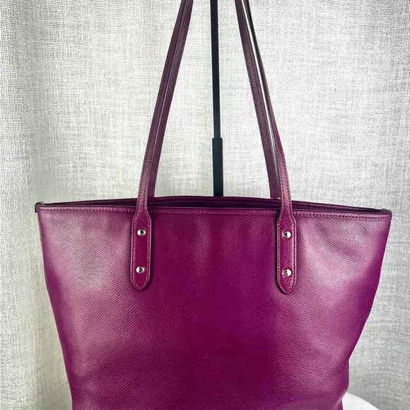 Coach Rich Purple Leather Tote - Picture 2 of 9